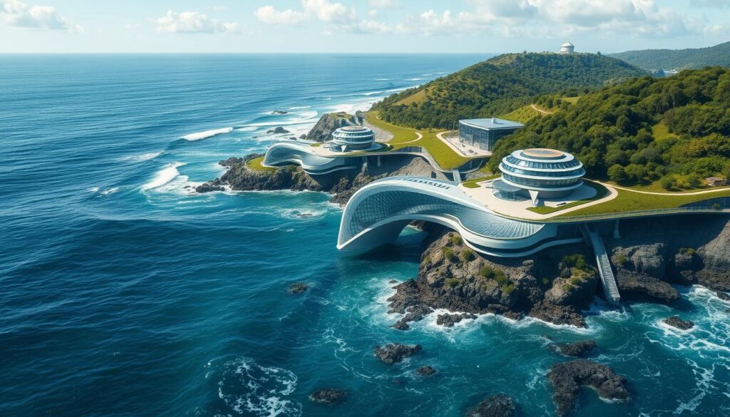 Coastal infrastructure with tidal energy