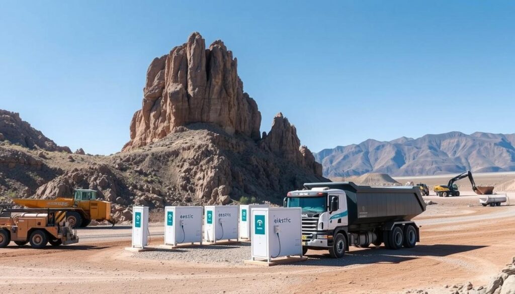 Electric truck charging infrastructure at mining site